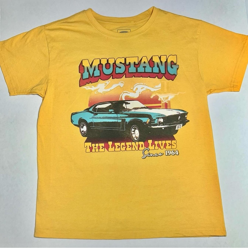 Authentic Retro Ford Mustang Graphic Tee in Yellow